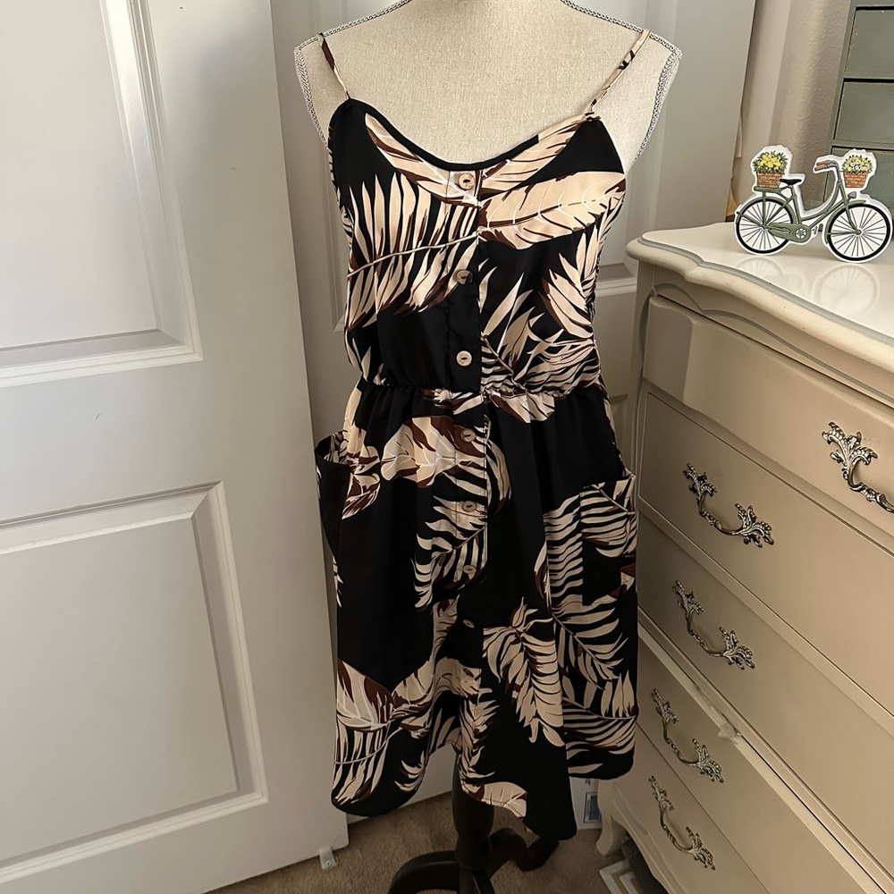 Tropical Leaf Print Dress